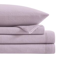 the sheets and pillowcases are made from soft, brushed cotton with a deep purple color