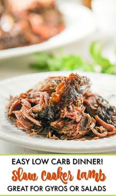 an easy low carb dinner slow cooker lamb great for gyros or salads