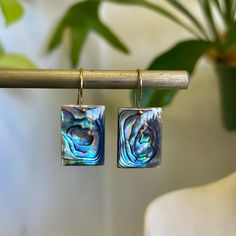 Large rectangle abalone earrings-serena kojimoto studio Abalone Jewelry, Abalone Earrings, Blues And Greens, Pearl Gemstone, Earring Sale, Silver Gifts, Gift Card Sale, Diy Earrings, Ring Bracelet