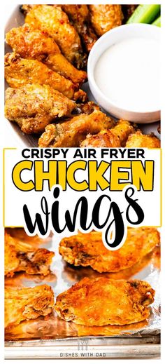 crispy air fryer chicken wings with ranch dressing