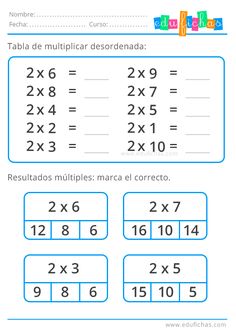 Tabla del 2. Fichas + Ejercicios. Aprende a Multiplicar GRATIS Subtraction Practice, Go Math, Kids Math Worksheets, Educational Games For Kids, Spanish Classroom, 2nd Grade Math, Math For Kids, School Subjects