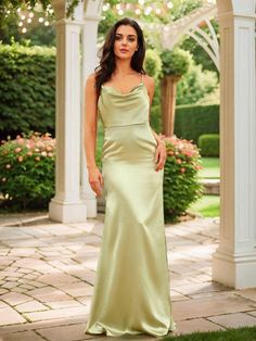 Open Back Evening Gown, Spaghetti Strap Bridesmaids Dresses, Dusty Sage, Womens Prom Dresses, Evening Dresses Cocktail, Formal Party Dress, Dress Dusty, Guest Dress