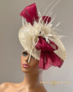 Elegant Burgundy Hat For Kentucky Derby, Derby Gala, Art Hats, Kentucky Derby Fascinator, Royal Ascot Hats, Derby Fascinator, Ascot Hats, Unique Hats, Millinery Hats