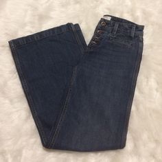 Nwt. Button Closure. Two Back Pockets. Inseam: 31 In. Rise: 9 In. Leg Opening Approx. 24 In. Offers And Questions Are Welcome. No Trades. Wide Leg Bottoms With Buttons In Medium Wash, Medium Wash Wide Leg Bottoms With Buttons, Dark Wash Cotton Flare Jeans With Button Closure, Medium Wash Cotton Pants With Buttons, Casual Wide Leg Jeans With Snap Buttons, Casual Wide-leg Jeans With Snap Buttons, Trendy High Rise Flare Jeans With Buttons, Trendy High-rise Flare Jeans With Buttons, Trendy Dark Wash Buttoned Flare Jeans