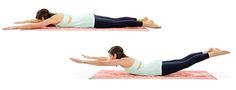 a woman is doing an exercise on a mat with one leg up and the other down