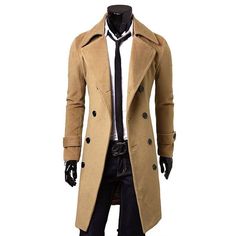 Casual Trench Coat, Double Breasted Overcoat, Mens Overcoat, Long Overcoat, Winter Trench Coat