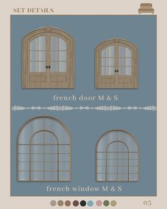 french doors and windows are shown in three different styles, including one for each window