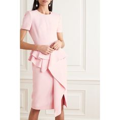 New With Tag, Never Been Worn. Retail Price: $3190. Label Size It38, Us Size 2. From The 2019 Collection By Sarah Burton Pink Short Sleeve With Crew Neck Concealed Zip Closure At Back Fabric: 63% Wool, 25% Silk, 12% Polyamide; Lining 74% Acetate, 26% Silk. Elegant Fitted Peplum Dress, Elegant Peplum Dress With Ruffles, Fitted Peplum Midi Dress For Formal Occasions, Feminine Peplum Evening Dress, Formal Peplum Dress With Ruffles, Formal Pre-draped Midi Dress With Ruffles, Elegant Formal Peplum Midi Dress, Chic Peplum Dress For Formal Occasions, Fitted Peplum Midi Dress For Evening