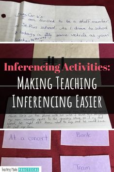 an open book with writing on it and the words, making teaching inferencing easier