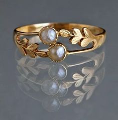 Jewellery Simple, Pearl Wedding Ring, Bijoux Art Nouveau, Edwardian Ring, Delicate Rings, Gold Jewelry Fashion