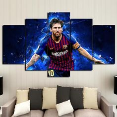 a man with tattoos on his arm is depicted in this soccer canvas wall art set