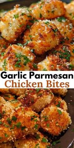 garlic parmesan chicken bites on a plate