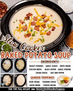 an advertisement for a baked potato soup recipe