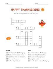 a crossword puzzle with words that say happy thanksgiving and an image of a turkey