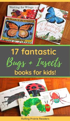 books for kids with the title 17 fantastic bugs and insect books for kids on them