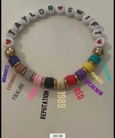 Eras Tour Activities, Eras Tour Keychain, Concert Bracelets, Eras Concert, Swift Bracelet, Make Clay Beads, Swift Bracelets, Taylor Swift Party, Taylor Swift Birthday