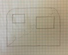 a drawing of a person's head with the letter e on it, drawn in graph paper