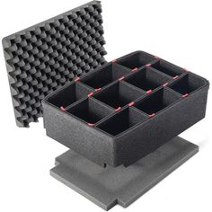 an image of a foam tray with dividers on it for making ice cubes