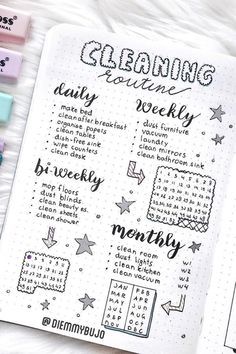 15 Best Cleaning Tracker Spreads For Bullet Journal Addicts - Crazy Laura Schul Survival Kits, Planer Organisation, Journal Organization