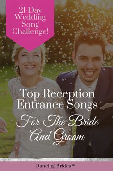 the top reception songs for the bride and groom are featured in this postcard design