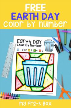 a free earth day color by number activity for kids to practice numbers in the classroom