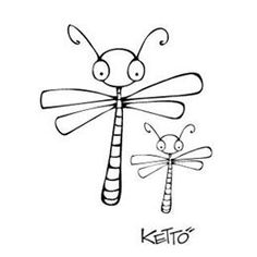 a drawing of two dragonflies with the words keto's written below them