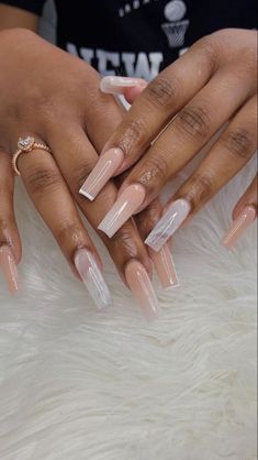 Plain Acrylic Nails, Ambre Nails, Brown Acrylic Nails, White Tip Nails, Short Square Acrylic Nails