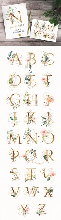 the letters are made up of flowers and leaves