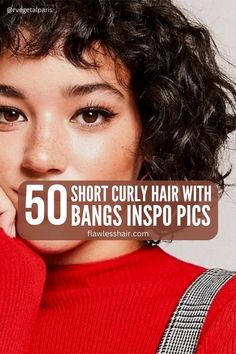 A few pieces around the face flatter the features and complement the curls. These short curly hair with bangs styles will inspire you to go for it. A Line Bob With Bangs, Curly Bob Bangs, Short Curly Hair With Bangs, Bangs Inspo, Very Short Bangs, Short Curly Cuts, Bangs Styles, Short Curly Bob Hairstyles, Curled Bangs