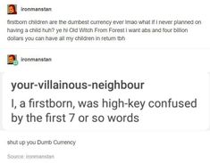 two tweets that are on the same page, one says your villinous - neighthbour