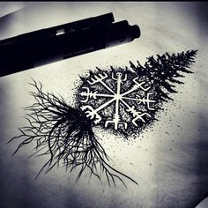 a pen and ink drawing of a snowflake