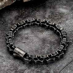 Looking for something edgy and unique? Check out our Techwear Bracelet! This punk-inspired bracelet is made with black stainless steel and features a link chain design. It's perfect for adding a touch of attitude to your style. Whether you're hitting the town or the open road, this bracelet is sure to turn heads. So express your individuality and order your Techwear Bracelet today! Black Punk Chain Bracelet As A Gift, Adjustable Stainless Steel Punk Bracelets, Black Punk Style Chain Bracelet As Gift, Black Punk Style Chain Bracelet For Gift, Punk Style Black Chain Bracelet Gift, Black Metal Chain Bracelet With Stainless Steel Clasp, Black Metal Bracelet With Stainless Steel Clasp, Modern Stainless Steel Bracelets For Streetwear, Adjustable Chain Bracelets For Streetwear