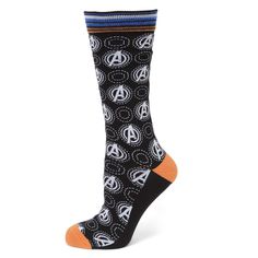 Avengers Black Multi Socks Image 1 Comfortable Black Socks, Mens Novelty Socks, Statement Piece Jewelry, Man Thing Marvel, Black Socks, Bangle Bracelets With Charms, Stud Set, Dress Socks, The Avengers