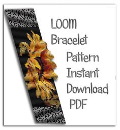 the loom bracelet pattern is shown with yellow flowers on black and white background, along with text that reads loom bracelet pattern instant