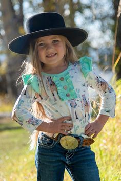 Made for comfort, and are perfect for any little cowgirl's closet. Western Tops For Rodeo In Fall, Western Style Tops For Rodeo In Fall, Summer Long Sleeve Tops For Rodeo, Long Sleeve Tops For Summer Rodeo, Trendy Fitted Tops For Rodeo, Long Sleeve Top For Ranch In Fall, Western Long Sleeve Tops For Fall, Fitted Cotton Western Top, Playful Fitted Tops For Fall