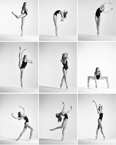 an iphone photo collage with multiple photos of a woman in black leotards