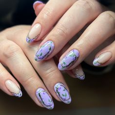 Easy Cute Nail Designs, Cute Summer Nails Simple, Short Toenails, Purple Flower Nails, Summer Nails Simple, Art For Short Nails, Nude Polish, Green Polish