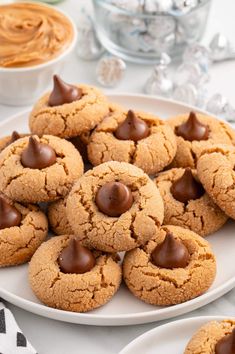 chocolate chip cookies on a white plate