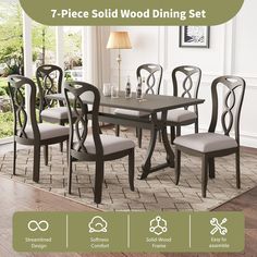 the 7 piece dining set is available in various colors and styles, including beige or brown