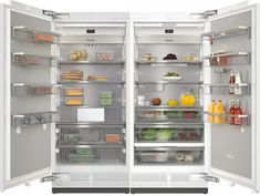 an open refrigerator with its doors wide open