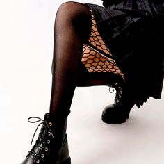 Hollow Out Tights Chic Black Fishnet Bottoms, Chic Black Tights For Fall, Edgy Black Winter Tights, Chic Black Fall Tights, Chic Black Fishnet Hosiery, Black Fishnet Hosiery For Fall, Black Edgy Tight Hosiery, Edgy Tight Black Hosiery, Edgy Black Tight Hosiery