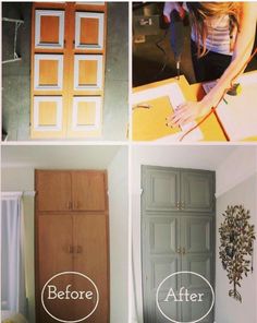 the before and after pictures show how to paint doors