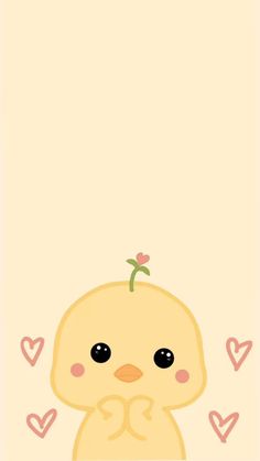 a cute little chick with hearts around it