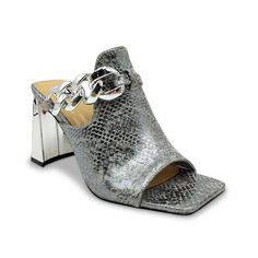 Ninety Union-Ryder Sandal It's an enigma around your feet when you've put on the Ninety Union Ryder sandal. A chain link and flashy metallic heel bring all the attention to this square-toe slide. Birkenstock Styles, Metallic Heels, Shoe Carnival, Silver Shoes, Dress Sandals, Socks Women, Women's Pumps, Chain Link, Shoes Women Heels