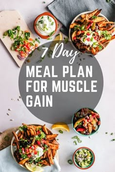 7 Day Meal Plan for Muscle Gain - The Meal Prep Ninja 7 Day Meal Prep, Meal Plan For Muscle Gain, Meal Prep Weight Gain, Bulking Meal Plan, Meal Prep Bodybuilding, Muscle Gain Meal Plan, Bodybuilding Meal Plan, High Protein Meal Plan, Healthy Weight Gain Foods