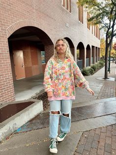 credits to kayla jean #trendyoutfitsforschool #cuteoutfit #trendyclothes Springtime Aesthetic Outfits, Free People Romper Outfit Winter, Olive Garden Outfits, Outfits With A Pop Of Color, Everyday Outfits 2024, Fun Clothes Aesthetic, Cute Sweater Outfits Aesthetic, Colorful Cold Weather Outfits, Fun Sweater Outfits