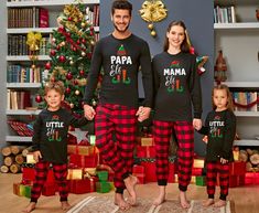 "Family Christmas Pajamas, Papa Elf Mama Elf Little Elf Pajamas, Matching Christmas Pajamas, Elf Family Pajamas, Family Christmas Pajamas HOW TO ORDER * Please, Check and Review all Photos. * Select Your T-Shirt Style and T-Shirt Color from drop down menus. * Choose Your Quantity as much as you want. * You will see \"Add Your Personalization\" Section which is located below the quantity box. Please Select Your Design: Papa, Mama or Little Elf Example: Little Elf Each Shirt And Bottom Pajama Sold Personalized Christmas Shirts, Buffalo Plaid Pajamas, Family Christmas Outfits, Christmas Long Sleeve Shirts, Pajamas Matching, Holiday Pjs, Matching Family Christmas Pajamas, Buffalo Plaid Shirt, Matching Christmas Pajamas