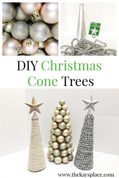 diy christmas cone trees with text overlay