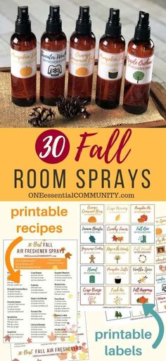 30 DIY Fall Air Freshener Sprays - One Essential Community Homemade Room Spray, Fall Rain, Fall Essential Oils, Gingersnap Cookies, Homemade Air Freshener, Spiced Chai, Fall Room