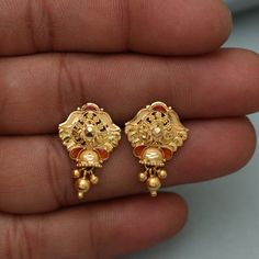 Discover the allure of Handmade Gold Jewelry at https://morvijewels.etsy.com/   Get a dazzling 25% off on all our 22k and 18k gold pieces. Don't miss out on this limited-time offer. Shop now and embrace the radiance of gold! Beautiful yellow gold earrings  Gold Purity- 22k yellow Gold Max Length - 2.3 cm approx Max Width - 1.5 cm approx Weight - 3.92 grams approx The earrings comes with normal push/backs but If you want real gold screw please let us know. Click here  https://morvijewels.etsy.com/    to get more discount and offers Happy to take wholesale bulk orders. 22k Gold Jewelry For Puja, Traditional 22k Gold Jewelry Sets, 22k Gold Chandbali Jewelry For Puja, 22k Gold Chandbali For Puja, Temple Style Tilla Earrings For Wedding, Traditional Chandbali Jewelry With Elegant Design, 22k Gold Jewelry With Matching Earrings For Diwali, Yellow Gold Jewelry With Latkans For Puja, 22k Gold Jewelry With Matching Earrings For Festivals